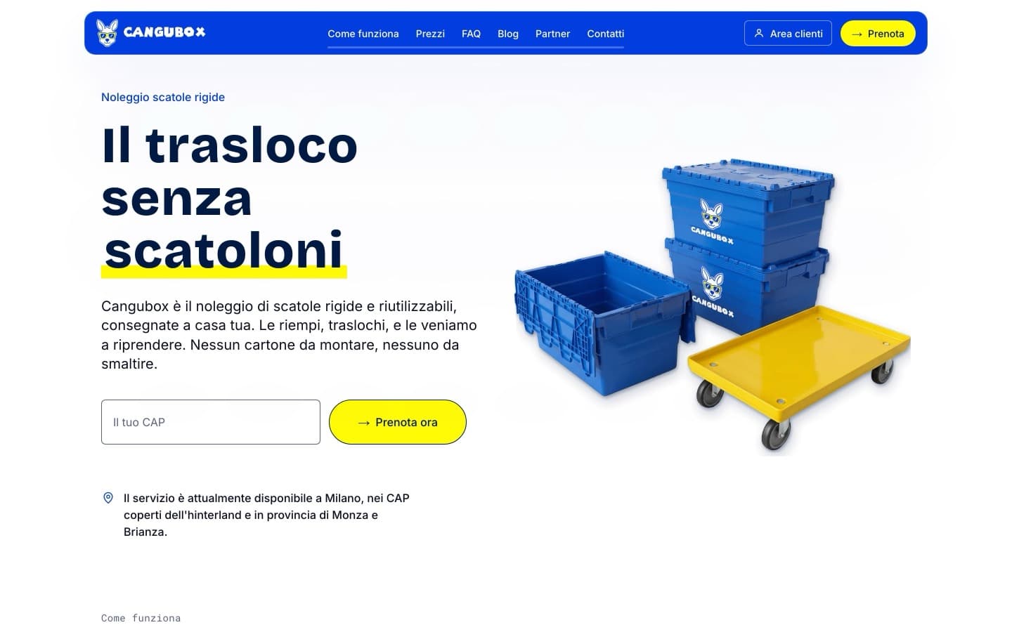 Il campo per il CAP è la prima cosa dopo il titolo: chi è fuori area lo scopre subito, e chi è dentro entra dritto nella prenotazione.