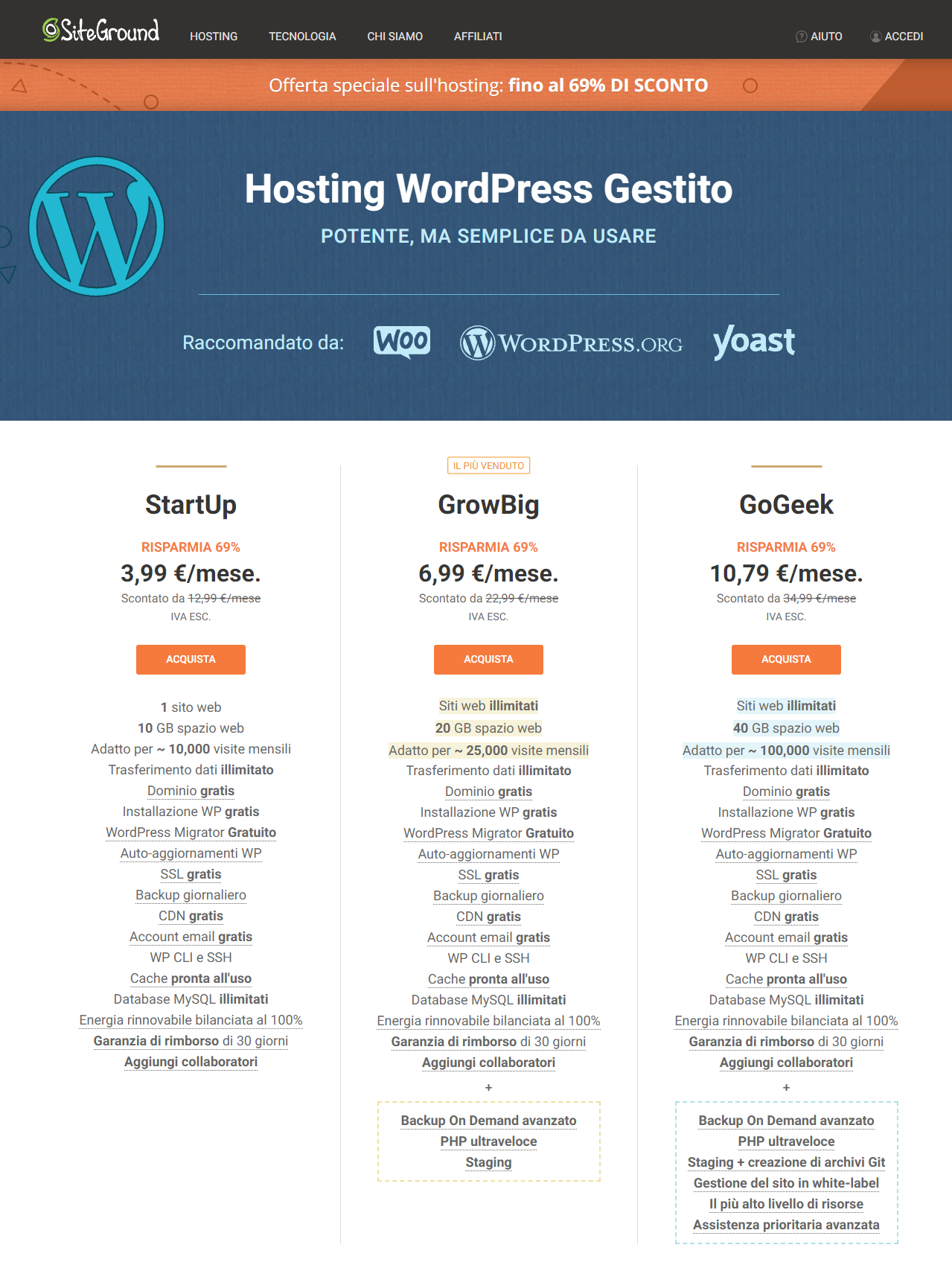 Hosting Siteground WordPress - Tra i migliori hosting per i programmi per creare un sito web.