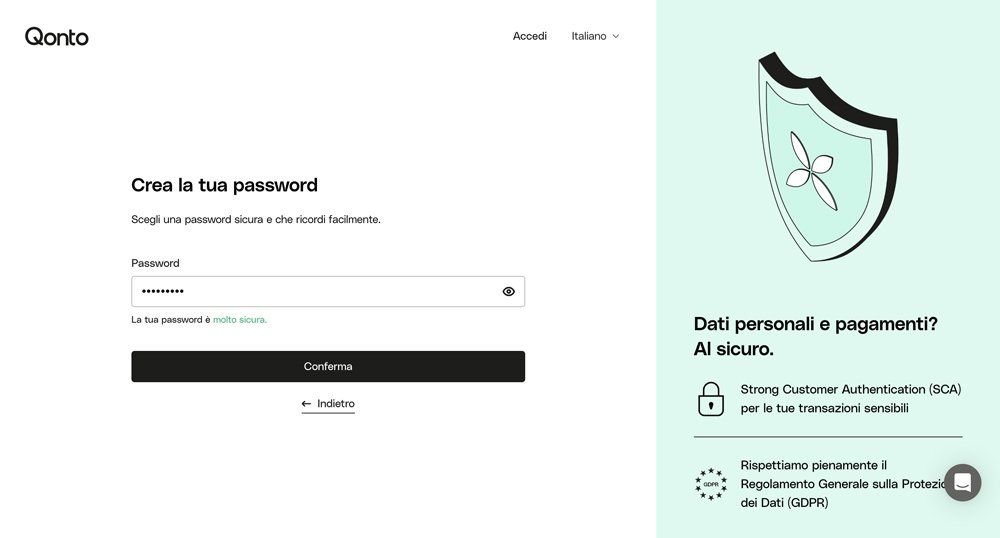 Inserisci una password personalizzata e sicura.