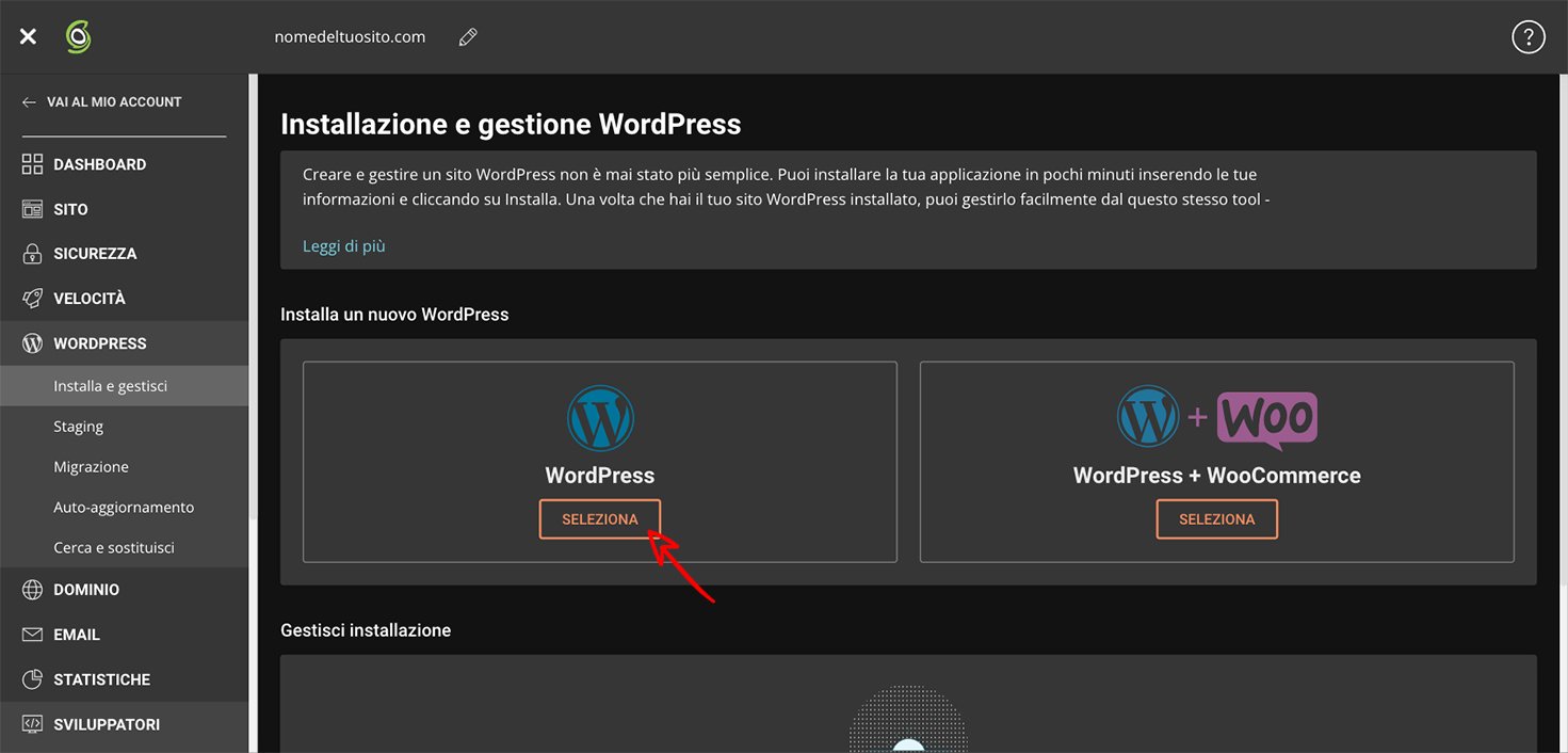 Installazione WordPress Siteground
