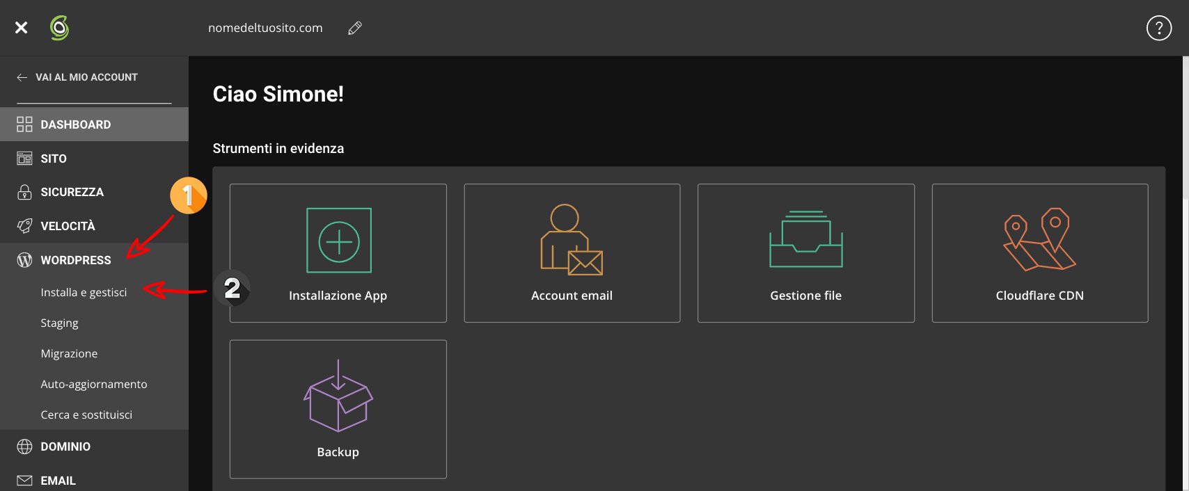 Installazione WordPress Siteground