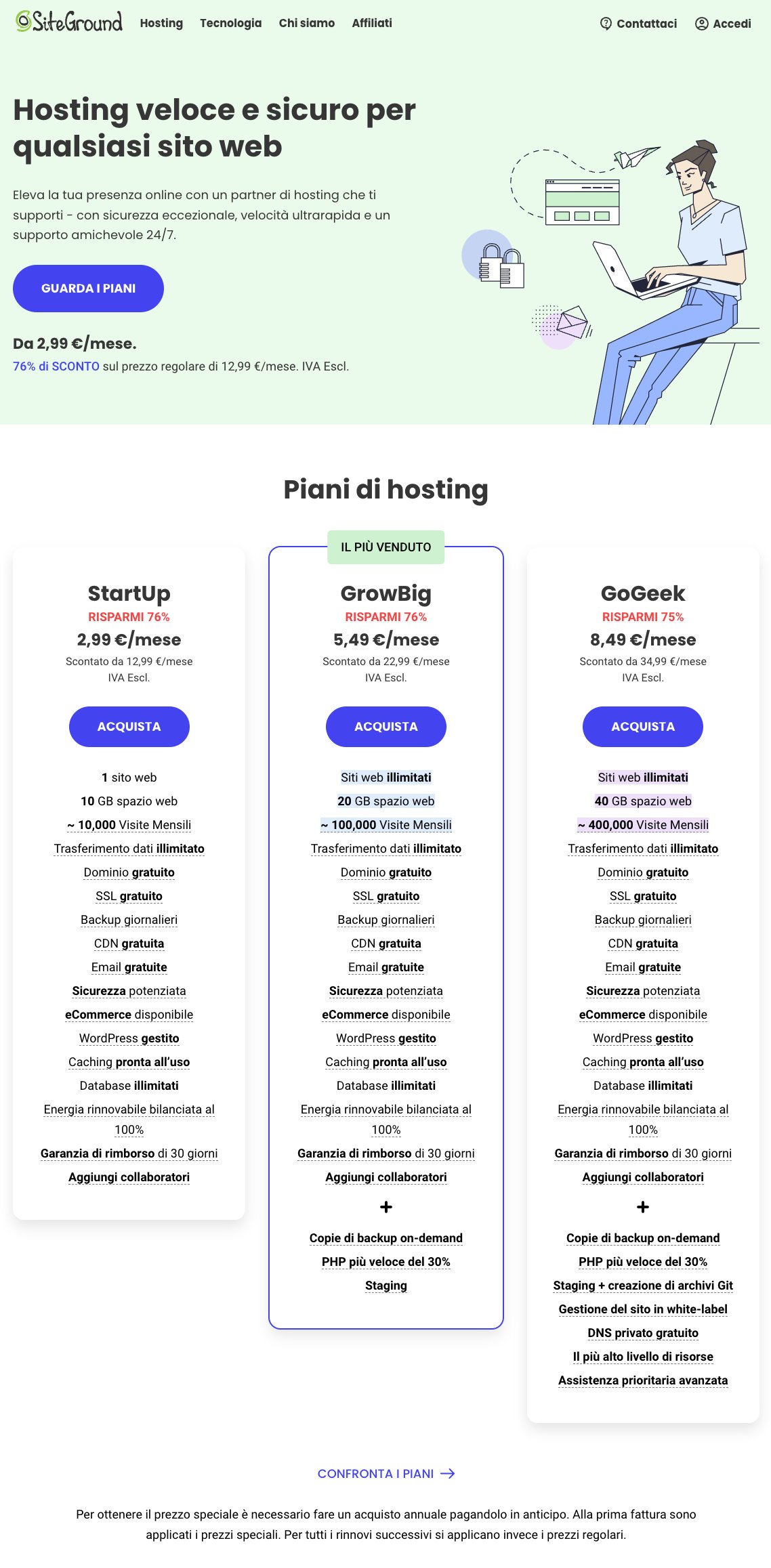 Hosting WordPress - Veloce, sicuro e gestito da esperti - SiteGround