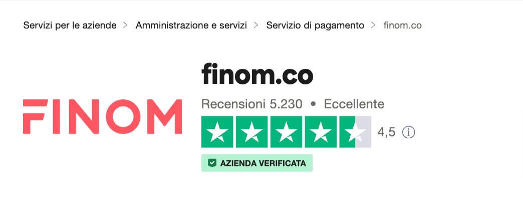 Le recensioni su Trustpilot di Finom sono molto positive con oltre 5.000 (aggiornato ad Ottobre 2024) e una media di 4,5 stelle.