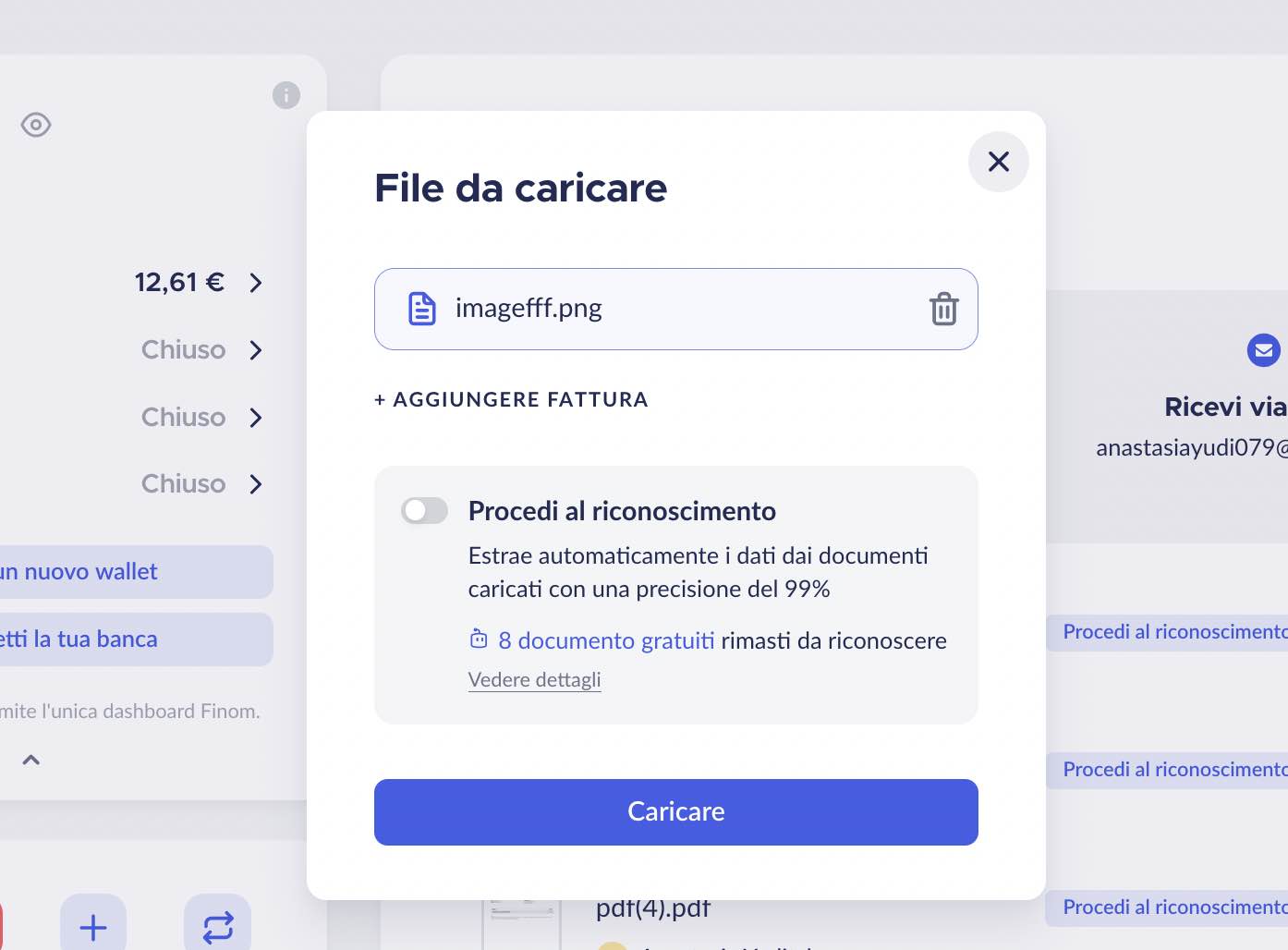 Sistema di OCR di Fatturazione di Finom Su Finom è disponibile un sistema OCR di riconoscimento fatture.