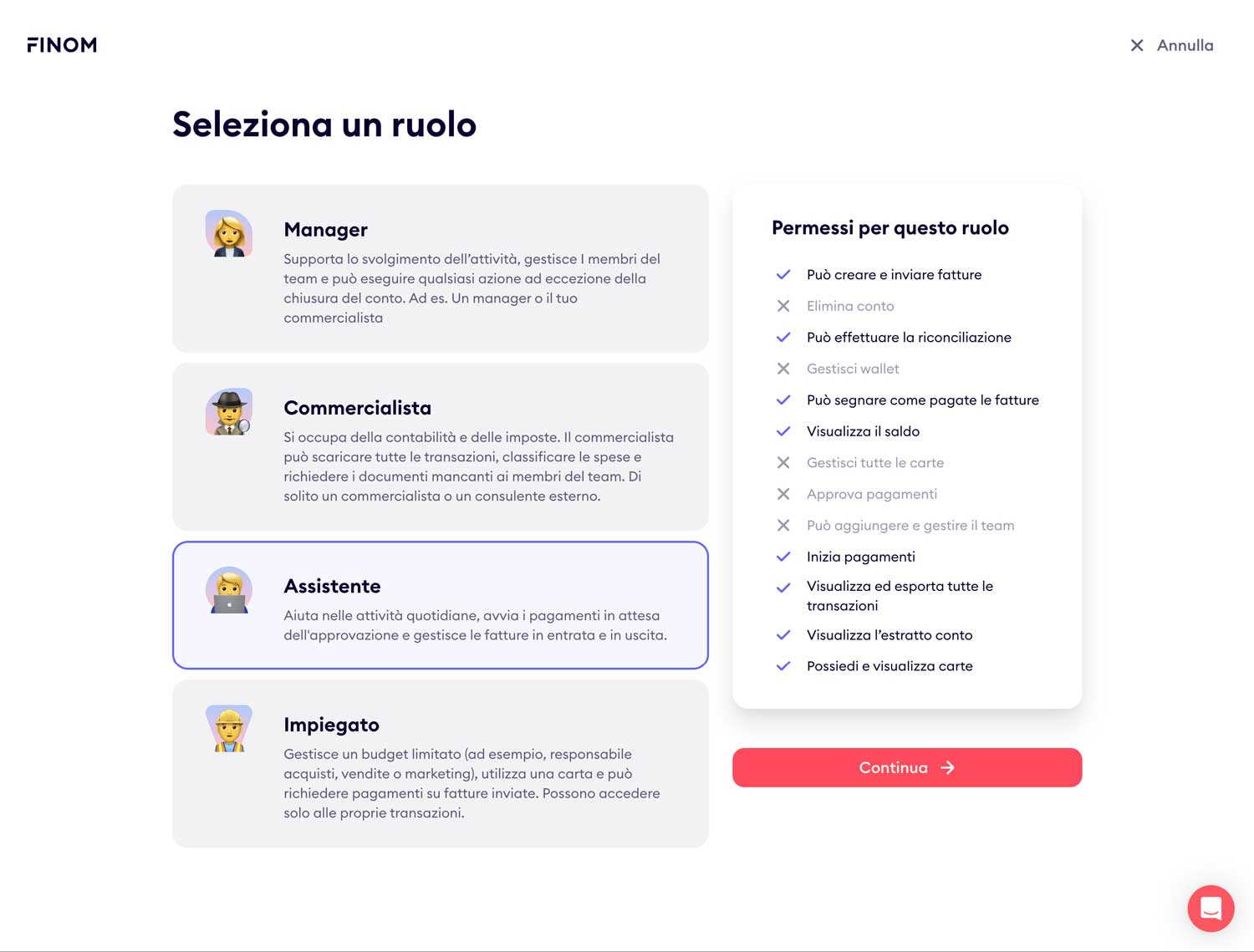 Potrai assegnare ruoli specifici, in modo che i collaboratori vedano solo le informazioni necessarie.